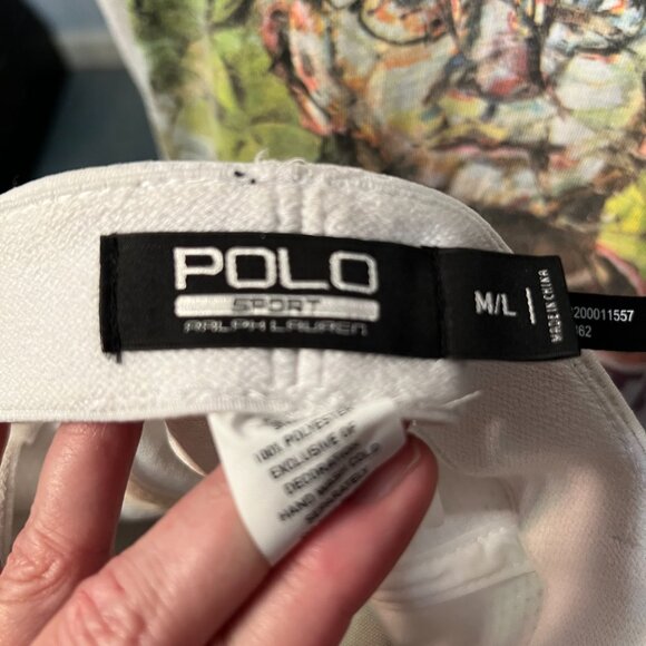 NWOT Polo Sport Ralph Lauren White w Logo Adult Cap Hat SZ Med/Lrg - RARE! - Picture 7 of 9